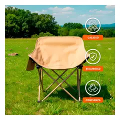GENERICO - Silla Plegable de Camping Portatil Luna Caqui 40x70cm con Bolsillo Lateral