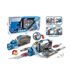 OEM - Camión Policía 2 en 1 que se Convierte en Pista de Carreras de 86 cm