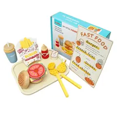 GENERICO - Set Didáctico de Comida Rápida y Hamburguesas de Madera para Niños