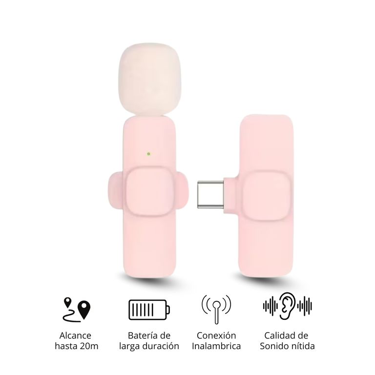 Micrófono Rosado Malphit con Cancelación de Ruido y Conector -C