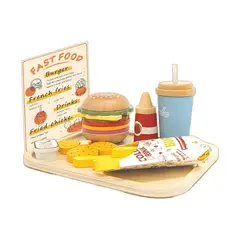 GENERICO - Juego de Hamburguesas y Comida Rápida Realista de Madera para Niños