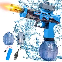 GENERICO - Pistola de Agua Electrica con Luz Led Simula Fuego Alta Velocidad Azul