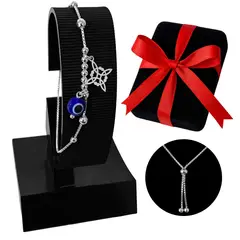 GENERICO - Pulsera Plata 925 Nudo De Bruja Ojo Turco Azul Regalo San Valentín