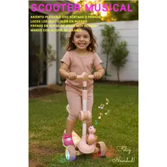 GENERICO - SCOOTER MUSICAL Y LUCES ASIENTO PLEGABLE ALTURA REGULABLE RUEDAS GOMA REFORZADO 6 EN 1 PREMIUM