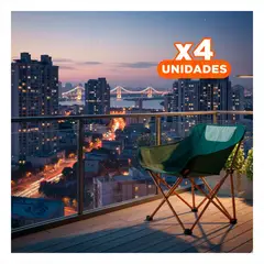 GENERICO - Pack4 Asiento Plegable de Camping Portatil 40x70 cm para Descanso Luna Verde Y+Regalo Sticker