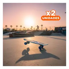 GENERICO - Pack2 Skateboard Compacta Azul con Grafico Juvenil de Ojo para Exterior Y+Regalo Sticker