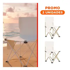 GENERICO - Pack2 Asiento Portatil Plegable Beige para Paseos y Actividades al Aire Libre 36x60cm