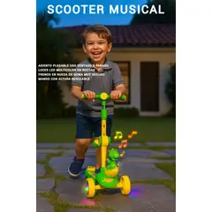 GENERICO - SCOOTER PRO MUSICAL ASIENTO PLEGABLE ALTURA REGULABLE RUEDAS GOMA LUCES 6 EN 1 RESISTENCIA PREMIUM