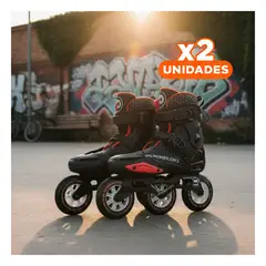 GENERICO - Pack2 Patineta Deportiva Estilo Libre Ollie T38 Rojo y Negro con Bota Comoda Y+Regalo Sticker