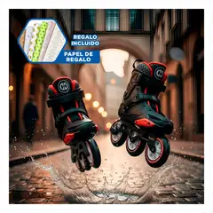 GENERICO - Patines Roller Profesional de Bota Rigida Talla 41 Rojo y Negro Y+Papel Regalo