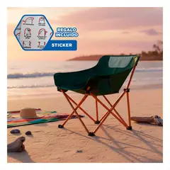 GENERICO - Silla Plegable de Camping Portatil 40x70 cm para Playa Parque de Luna Verde Y+Regalo Sticker