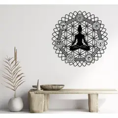GENERICO - MANDALA YOGA CON CHAKRAS MDF 3MM NEGRO