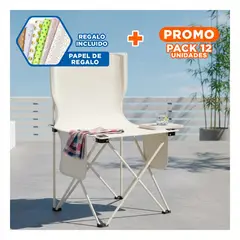 GENERICO - Pack12 Silla de Camping y Pesca Beige con Estructura Firme 36x60cm Tamano L Y+Papel Regalo