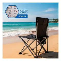 GENERICO - Banquillo de Campamento Portatil Estructura Reforzada Negro 36x60cm Talla L Y+Regalo Sticker