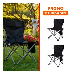 GENERICO - Pack2 Asiento Portatil Plegable Negro para Paseos y Actividades al Aire Libre 36x60cm
