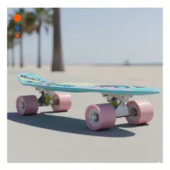 GENERICO - Tabla de Skate Celeste con Diseño Hojasy Toque Deportivo Y+Ligas Regalo