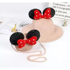 GENERICO - Sombrero de Paja con Bolso de Moño Niña