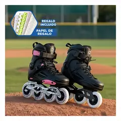 GENERICO - Patines Roller de Bota Rigida Talla 36-37 Rosado y Negro para Deporte Y+Papel Regalo