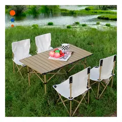 GENERICO - Butaca Plegable para Exterior con Bolsillo Lateral Color Beige L 36x60cm Y+Ligas Regalo