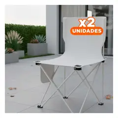 GENERICO - Pack2 Butaca de Playa y Camping Plegable Beige Tamano L Reforzada 36x60cm Y+Regalo Sticker