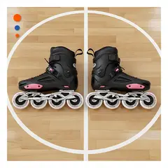 GENERICO - Patines Urbanos Bicolor Rosado y Negro para Uso Diario y Entrenamiento Y+Ligas Regalo
