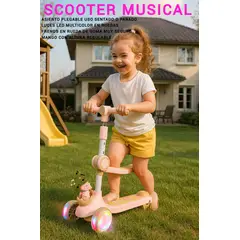 GENERICO - SCOOTER PRO MUSICAL LUCES ASIENTO PLEGABLE ALTURA REGULABLE RUEDAS GOMA 6 EN 1 RESISTENCIA PREMIUM