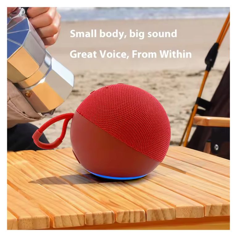 Parlante Alaxe con luces RGB y Reloj con Micrófono Incorporado - Color Rojo