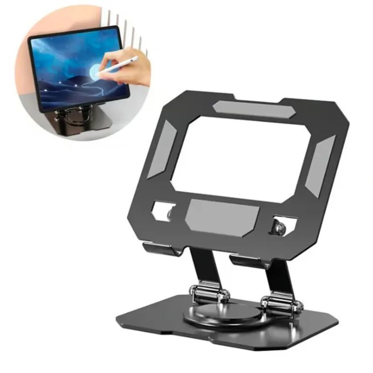 Soporte para Tablet e Ipad de Aluminio 360 Giratorio Base Plegable