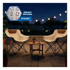 GENERICO - Silla Plegable de Camping Portatil 40x70 cm para Playa Parque Beige Luna Y+Regalo Sticker