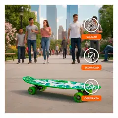 GENERICO - Tabla de Skate Verde con Diseño de Hojas Tropicales para Parque