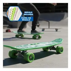 GENERICO - Patineta Verde con Estampado de Hojas para Paseo al Aire Libre Y+Papel Regalo