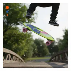 GENERICO - Tabla de Skate Verde Limon con Diseño Artístico de Manchas y Acabado Brillante Y+Ligas Regalo