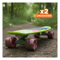 GENERICO - Pack2 Monopatín Deportivo Verde Limon con Diseño de Manchas Abstractas Y+Regalo Sticker