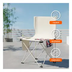 GENERICO - Silla Plegable de Camping Portatil 36x60cm Beige Talla L