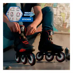 GENERICO - Patines Profesionales T39 Rojo y Negro con Bota Alta y Ruedas para Sesiones Y+Regalo Sticker