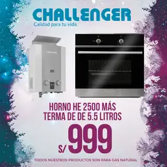 CHALLENGER - Terma  A Gas Natural 5.5 L Tiro Natural y Horno Empotrable Electrico HE 2500