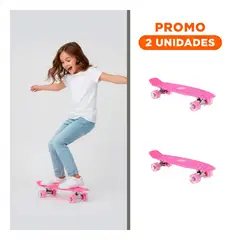 GENERICO - Pack2 Skate Penny con Luces 55cm Pack Completo para Diversion en Rosado
