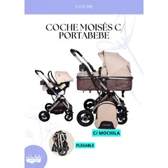 BABY - Coche Moises c Portabebé - Color crema