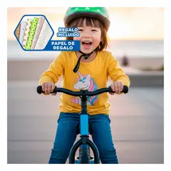 GENERICO - Bicicleta Entrenadora Ligera Aro 12 Ninos Aprendizaje MG-0514 Celeste Y+Papel Regalo