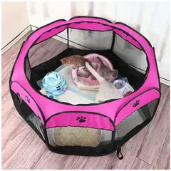 GENERICO - Corral Cama para Gatos Perros Casa para Mascotas Amplio Plegable Portátil - Fucsia - M