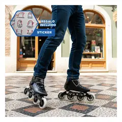 GENERICO - Patines de Ruedas en Linea Talla Fija T38 Ollie para Velocidad y Freestyle Y+Regalo Sticker