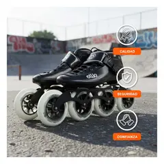 GENERICO - Patines Profesional Freestyle Talla Fija T42 Ollie Negro para Slalom y Alto Rendimiento