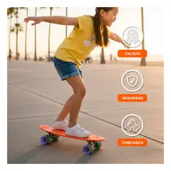 GENERICO - Patineta Penny con Luces 55cm para Practica Carreras y Juegos Creativos Rojo
