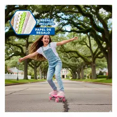 GENERICO - Patineta Penny con Luces 55cm con Diseno Divertido y Colorido Rosado Y+Papel Regalo