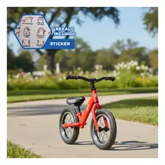 GENERICO - Bicicleta Starter de Equilibrio Aro 12 Ultraligero para Ninos Rojo Y+Regalo Sticker