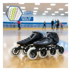 GENERICO - Patines Roller Profesional de Bota Rigida Talla 38 Negro para Deporte Extremo Y+Papel Regalo