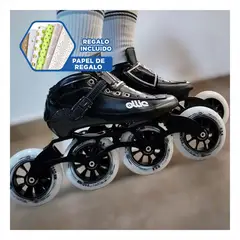 GENERICO - Patines Roller Profesional de Bota Rigida Talla 42 Negro para Deporte Extremo Y+Papel Regalo