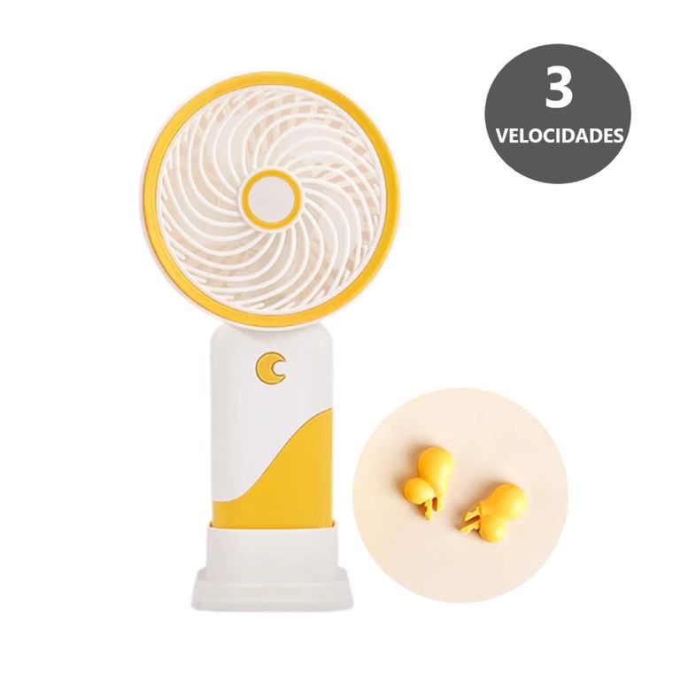 Potente Mini Ventilador Amarillo portátil 3 velocidades