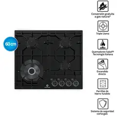 INDURAMA - Cocina Empotrable EGASI-604CGNE 4 Hornillas