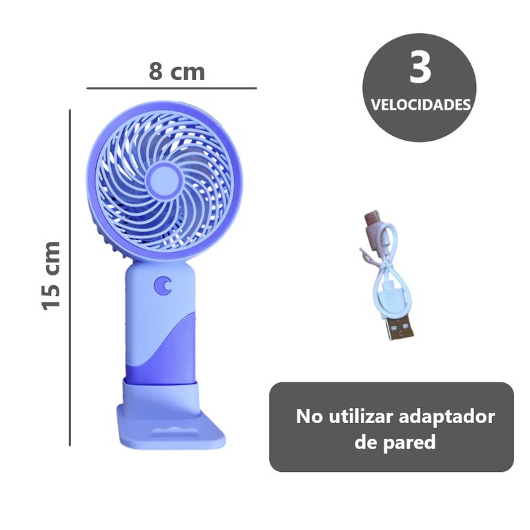 Potente Mini Ventilador Morado portátil 3 velocidades